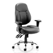 Storm Leather Office Chair In Black With Arms