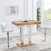 Caprice Small Oak Effect Bar Table With 4 Coco White Stools