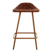 Australis Tan Leather Bar Stool With Iron Cubic Base