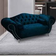 Huron Malta Plush Velour Fabric 2 Seater Sofa In Peacock