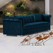 Kenosha Malta Plush Velour Fabric 3 Seater Sofa In Peacock