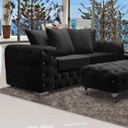 Worley Malta Plush Velour Fabirc 3 Seater Sofa In Cosmic