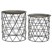 Casa Metal Set Of 2 Side Tables In Zinc And Black