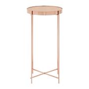 Alluras Tall Pink Glass Side Table With Rose Gold Frame