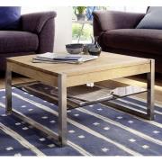 Adelia Wooden Coffee Table In Knotty Oak With Glass Shelf