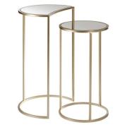 Avanto Round Glass Top Set of 2 Side Tables With Metal Frame