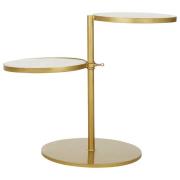 Mekbuda White Marble 2 Shelves Side Table With Gold Frame