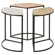 Jishui Metal Set Of 3 Side Tables With Black Frame In Assorted