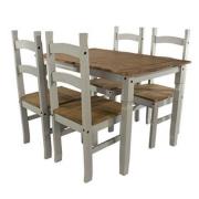 Consett Wooden Dining Set In Grey With 4 Chairs