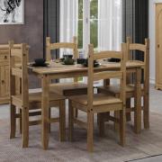 Consett Wooden Large Rectangular Dining Table With 4 Chairs In Oak