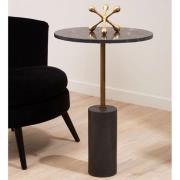 Menkent Round Marble Side Table In Black