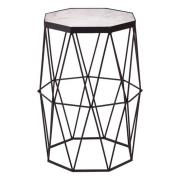 Shalom Octagonal White Marble Top Side Table With Black Frame