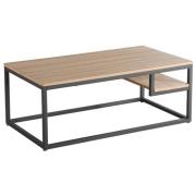 Layan Wooden Coffee Table With Black Metal Frame In Oak Effect