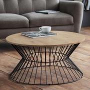 Jacarra Wooden Coffee Table In Natural Oak With Round Wire Base