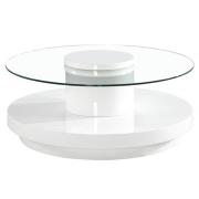 Nacala Clear Glass Coffee Table With White High Gloss Base