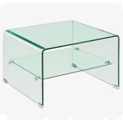 Afya Glass Lamp Table With Shelf In Clear