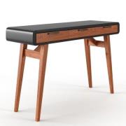 Portland Wooden Computer Desk In Gloss Black And Oak