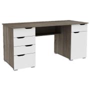 Kirkham Wooden Laptop Desk In Dark Oak And Gloss White