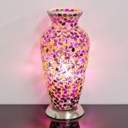 Izar Medium Magenta Flower Design Mosaic Glass Vase Table Lamp