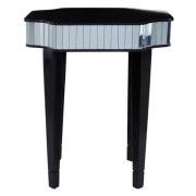 Clavona Mirrored Glass Side Table In Clear And Black