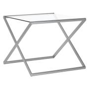 Romelo Clear Glass Side Table With Satin Nickel Frame