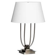 Trento White Fabric Shade Table Lamp In Satin Nickel