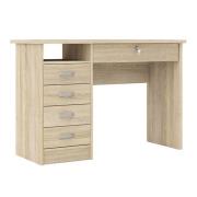 Frosk Wooden 5 Drawers Computer Desk In Oak