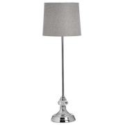 Genial Metal Table Lamp In Silver With Grey Shade