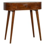 Wooden Circular Console Table In Chestnut With 1 Drawer