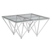 Alluras Small Clear Glass Coffee Table With Silver Spike Frame