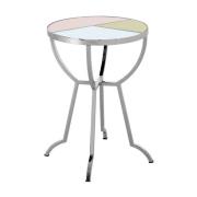 Aarox Round Multicoloured Glass Side Table With Silver Frame