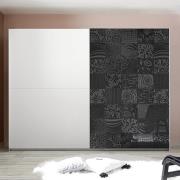 Soxa Sliding Door Wooden Wardrobe In Serigraphed Grey