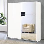 Abby Mirrored Wooden Sliding Wardrobe In White