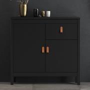 Barcila 2 Doors 1 Drawer Wooden Sideboard In Matt Black