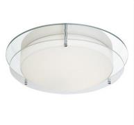 Chrome Ceiling Opal Glass Lamp With Mirror Backplate