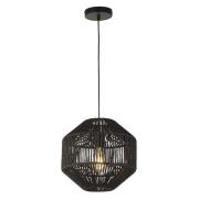 Wicker Wall Hung 1 Pendant Light In Matt Black