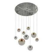 Planets Wall Hung 9 Multi Drop Balls Pendant Light In Chrome