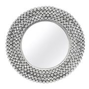 Casa Round Beaded Effect Wall Mirror In Pewter Metal Frame