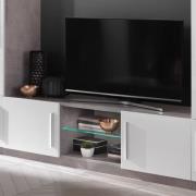 Breta High Gloss TV Stand 2 Doors In White And Grey With LED