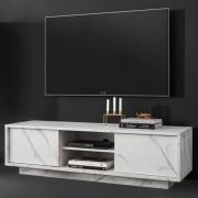Corvi Wooden TV Stand With 2 Doors In White Marble Effect