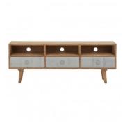 Papeka Wooden TV Stand With 3 Drawers In Natural And Whitewash