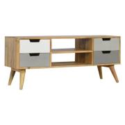 Nobly Wooden TV Stand In Grey And White With 4 Drawers 2 Shelves