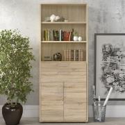 Prax Tall 2 Drawers 2 Doors Office Storage Cabinet In Oak