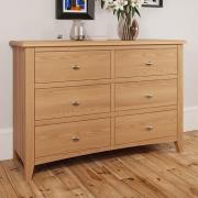 Gilford Wide Wooden Chest Of 6 Drawers In Light Oak