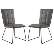 Wichita Grey Faux Leather Dining Chairs In Pair