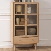 Astonik Wooden Display Cabinet With 2 Doors In Oak White