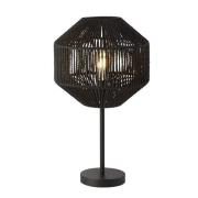 Wicker 1 Bulb Table Lamp In Matt Black