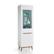 Merina Glass Left Display Cabinet In Matt White And Knotty Oak