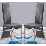 Romeo Grey Faux Leather Dining Chairs With Chrome Legs In Pair