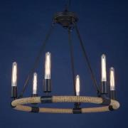 Hamel 6 Bulbs Chandelier Ceiling Light In Natural And Black